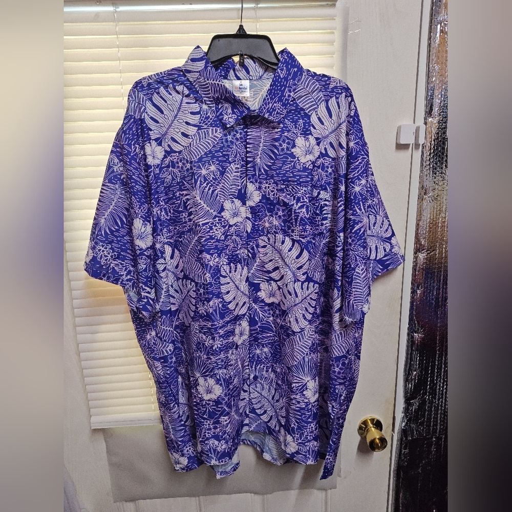 La La Leela Blue and White Tropical Shirt